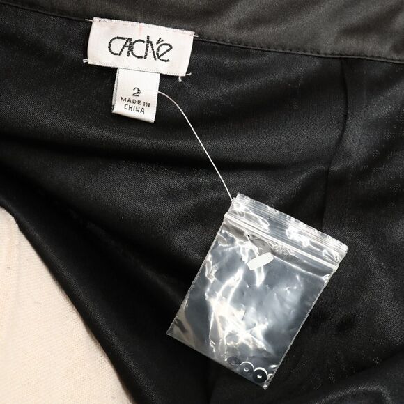 Cache Dress Womens 2 Black White Sequin Halter Fitted Short Ruched Hem Zip New - Picture 10 of 16